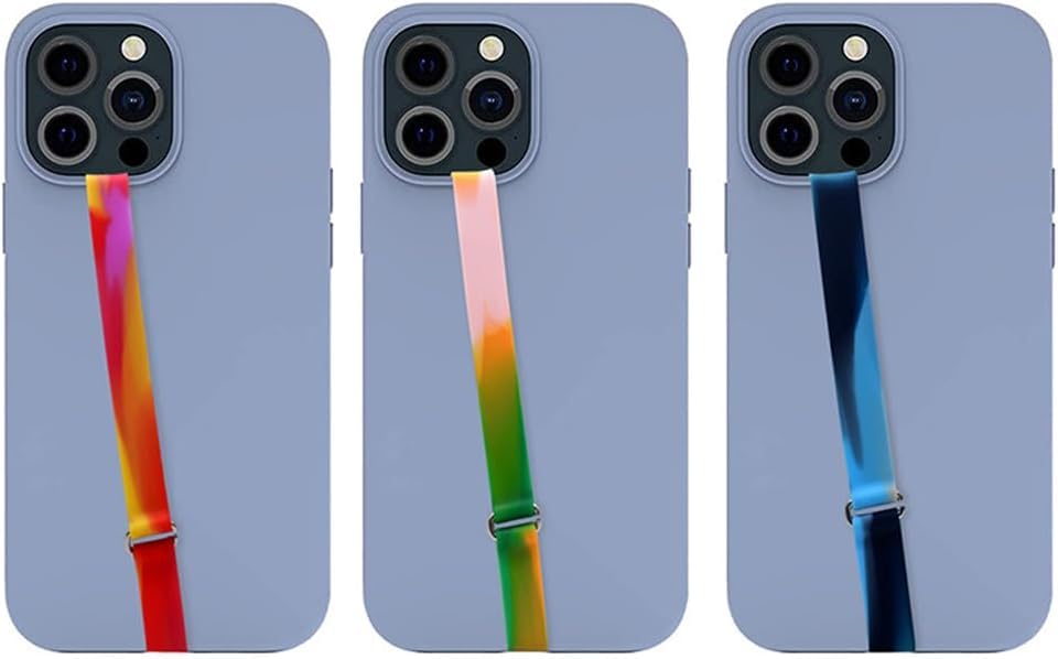 Image of Mizi [3 Pack] C-Shaped Clip Finger Phone Grip, Silicone Mobile Strap for Phone Case with Clip as Phone Loop Holder for iPhone & Android Phones - Rainbow (Medium)