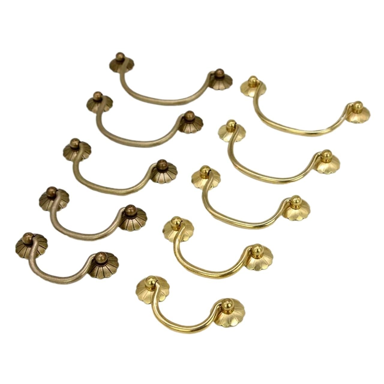 Qvorlth Bronze Vintage Cabinet Pulls 6Pcs Brass Wardrobe Door Handle Vintage Drawer Pulls Chinese Medicine Cabinet Kitchen Cupboard Furniture Hanging Ring Handles(Bronze)