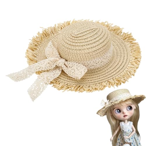 FINGERINSPIRE Mini Straw Hats for Crafts 3.4 Inch in Diameter Beige Color Tiny Straw...