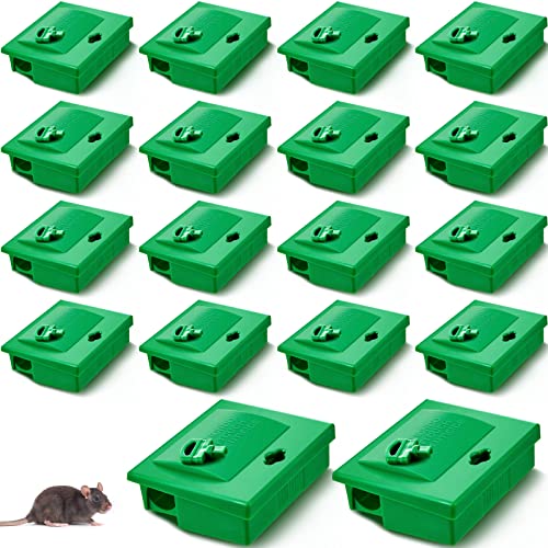24 Pcs Mice Bait Station With Key Small Bait Station Traps Reusable Mouse Traps Outdoor Smart Tamper Proof Cage House Small Bait Boxes For Mice And Other Pests (Green) #TOP21
