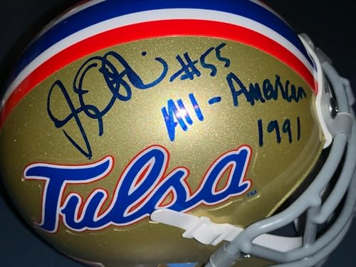 Jerry Ostroski Tulsa en Hurricanes All American 91 Signed Schutt Mini Helmet - Autographed NFL Mini Helmets