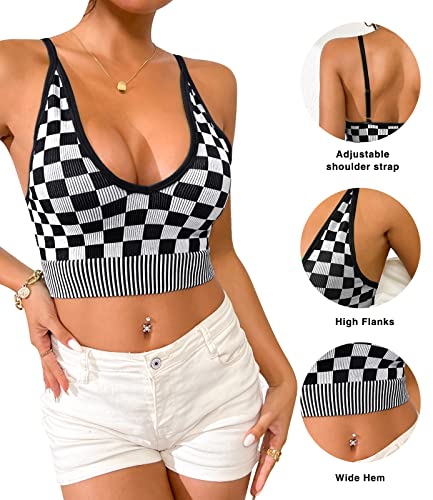 1-3 Pack V Neck Crop Tank Tops for Women Adjustable Spaghetti Strap Tank Tops Cropped Camisole Tops3
