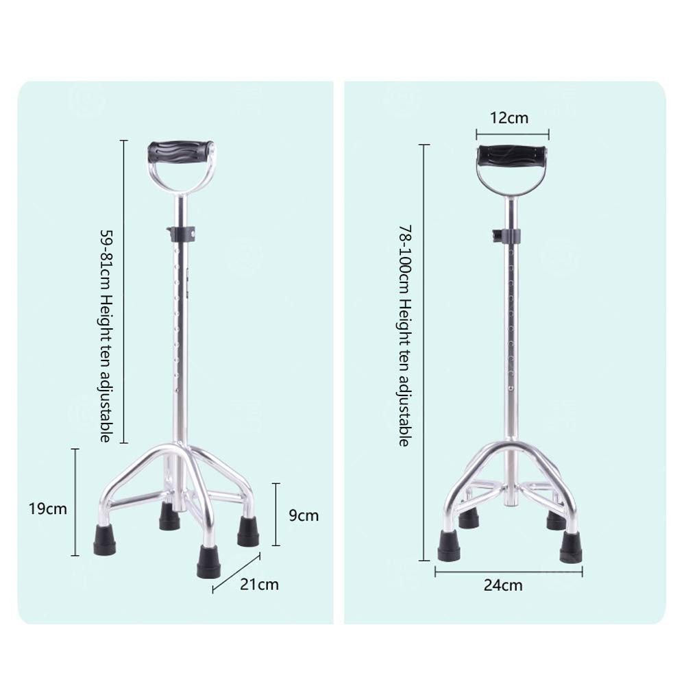 Bastón de Cuatro Patas, bastón telescópico, bastón retráctil de aleación de Aluminio portátil, hemiplejía de accidente cerebrovascular, Ayuda para Caminar para Ancianos, muletas Times