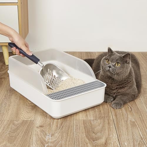 Chibuy – Colher de areia para gatos com dentes redondos de metal/dentes arredondados, bastões de are