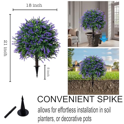 Árbol de bola artificial de lavanda de 21.6 pulgadas para decorar esquinas sin luz natural 4