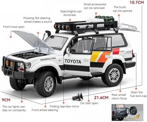 Image of NISHCHAY Metal Diecast 1:24 Toyota Land Cruiser LC80 SUV Miniature Car Pull Back Car Model with Sound Light Boys Gifts Toys for Kids Pack of 1, Multicolor