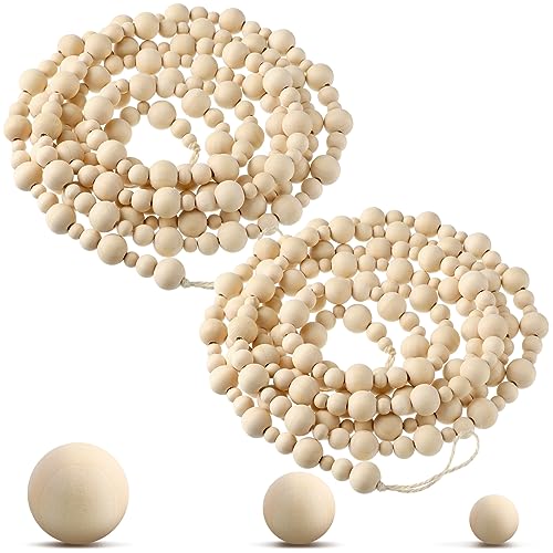 Ceenna 2 Stück Holzperlengirlande Rustikal