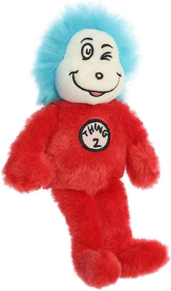 Aurora Dr. Seuss Plush Set of 3: Cat in The Hat 8" Inch, Thing 1, and Thing 2 7" Inch with Myriads Drawstring Bag