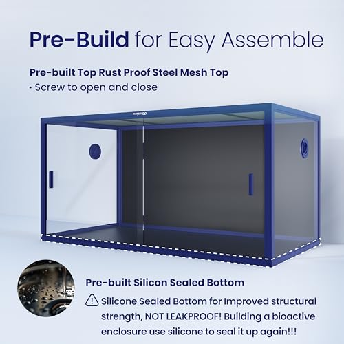 Image of Phailozoo 120 Gallon Reptile Tank for Bearded Dragon, Snake, Adult Reptile | Colorful & Stackable Indoor 4x2x2 Reptile Enclosure Furnish a Playful House, Dual Grommets for Wide Wire Use
