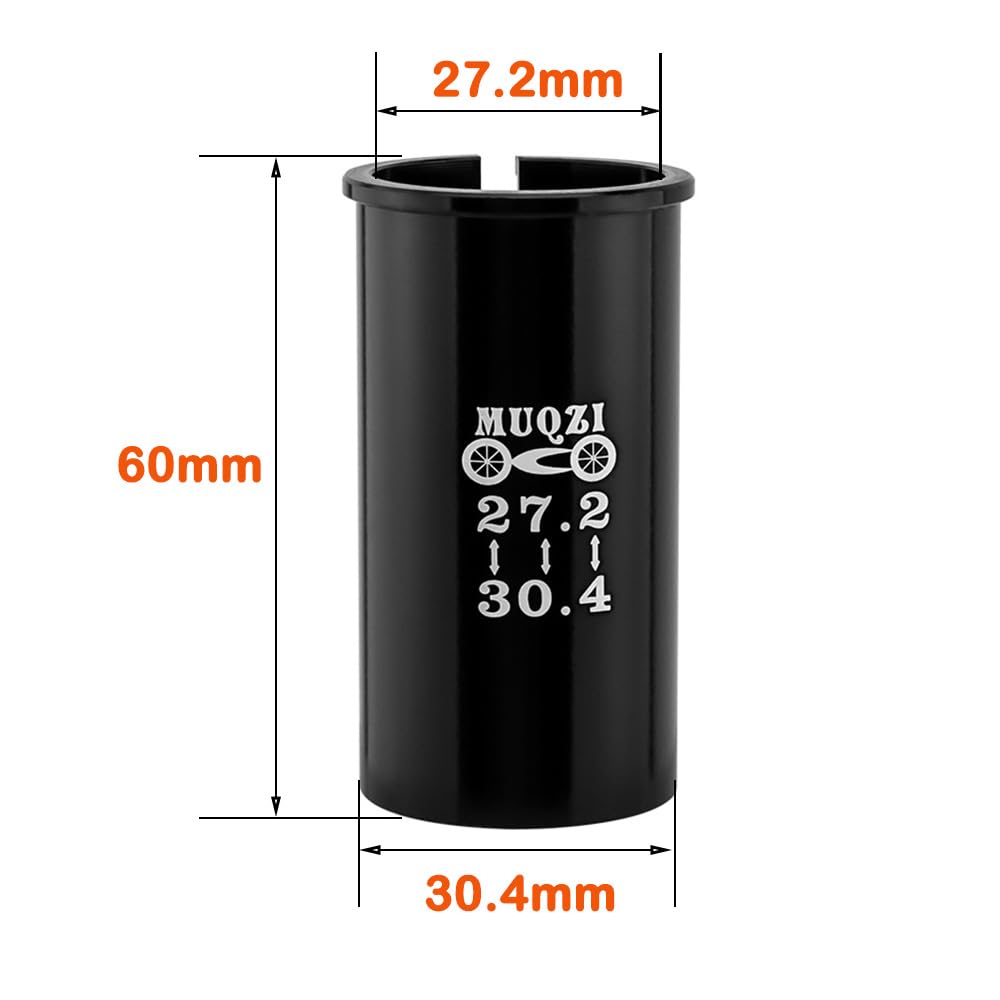 CYSKY Bike SeatPost Adapter Shim, 25.4/27.2/28.6/30.4/30.8/31.6/33.9/34.9mm, 60mm Length Bicycle Seat Post Tube Adapter, Seatpost Reducing Sleeve Shim for Mountain Bike, Road Bike, MTB, BMX