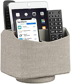 HofferRuffer Green Remote Control Holder 5 Compartments Remote Storage Holder 360 Degrees Rotatable Desktop PU Leather Storage Caddy Organizer for TV Guide, Cosmetic, Sunglasses