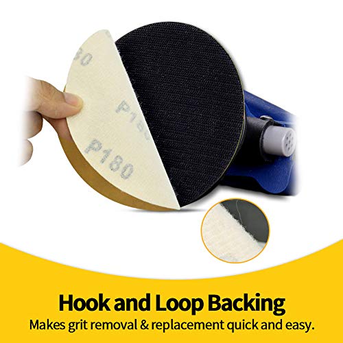 SPEEDWOX 50 Pcs 6 Inches Sanding Discs 180 Grit Dustless Hook and Loop Sandpaper for Random Orbital Sander Yellow Finishing Discs for Automotive Woodworking - Image 4