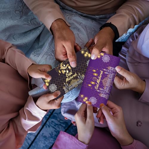 ONEHAUS Envelopes de Dinheiro Eid Mubarak Ramadan - Pacote com 24 Envelopes para Dinheiro e Vale-Pre