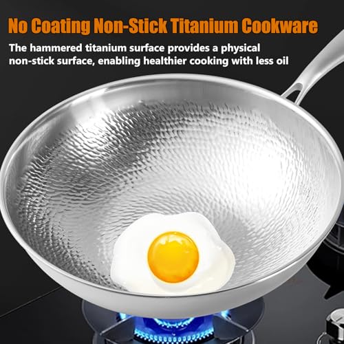 Wok de titanio resistente con superficie martillada 12.6 pulgadas miniatura 3