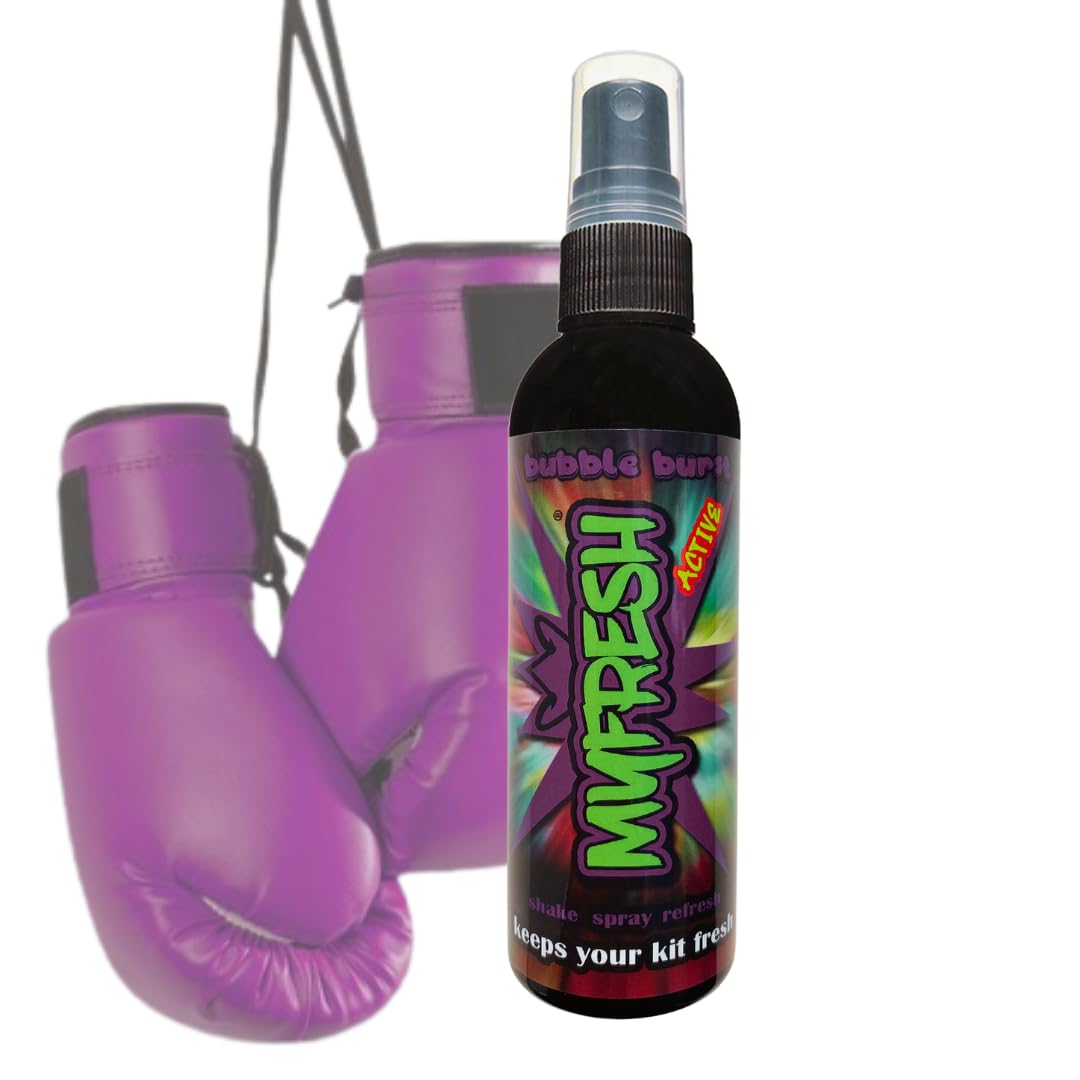 Boxing Glove Deodoriser Bubble Burst Fragranced Antibacterial Boxing Glove Odour Remover Spray by MyFresh Active, Can Be Used On Other Sports Kit and Gym Bags, Keeps Your Kit Smelling Fresh, 100ml