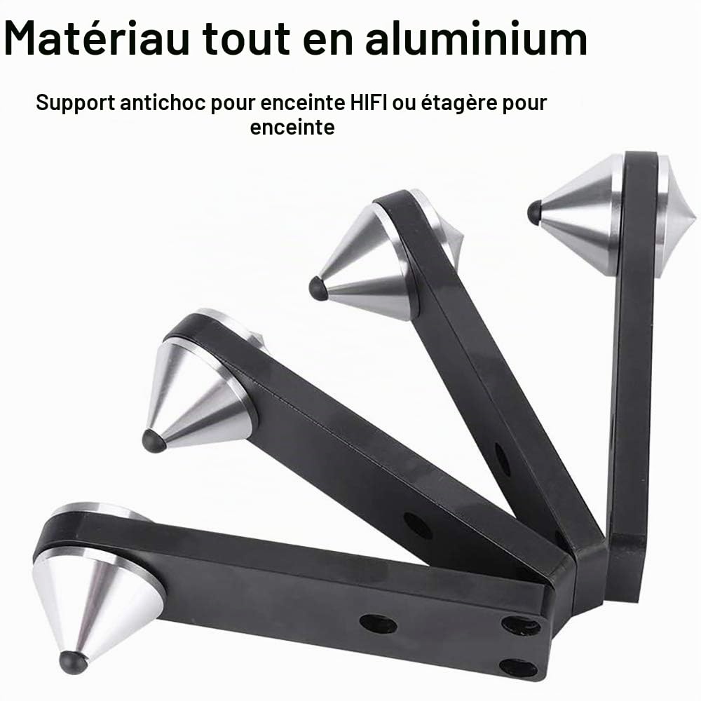 POFET Lot de 4 Pointes d'enceintes, Pieds d'enceintes en Alliage d'aluminium, Supports d'enceintes amortisseurs, Supports d'enceintes pour Enceintes Hi-FI, lecteurs CD DVD Supports