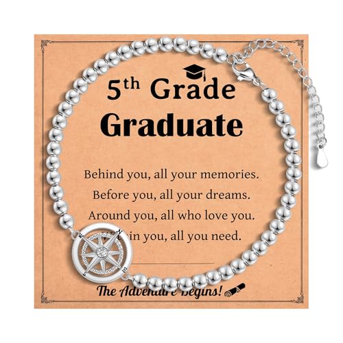 Image of Graduation Gifts for Her, Class of 2026 High School 5th 6th 8th Grade College Masters Degree Graduation Compass Bracelet Jewlry Gifts for Girls Women