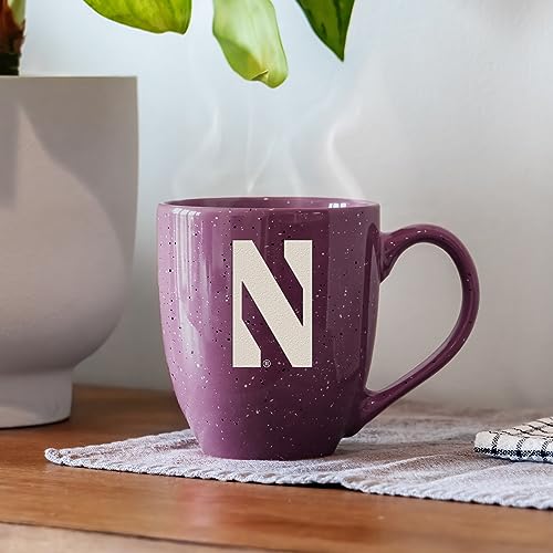 Image of Rico Industries NCAA Northwestern Wildcats Purple Personalized 16 oz Team Color Laser Engraved Speckled Ceramic Coffee Mug
