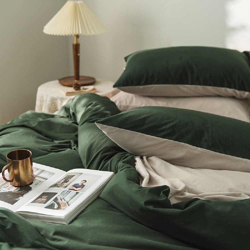 Lanqinglv Housse de Couette 220x240 cm Vert foncé Tricot gaufré Élégant