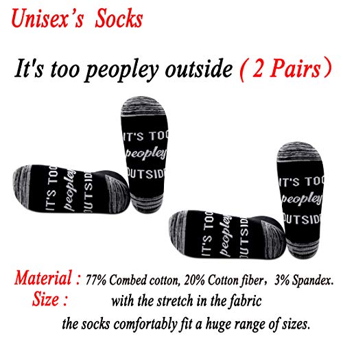 JXGZSO 2 Pairs Introvert Gift Socks Introvert Humor Gift It’s Too Peopley Outside Socks2