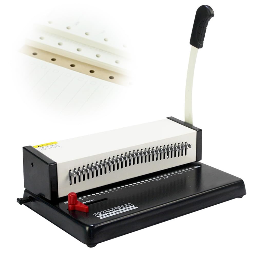 Perforatrice Multifunzionale per Carta, Perforatrice da Tavolo per Fogli Mobili, capacità di Perforazione di 15 Fogli, Passo di 9,5 Mm, Margine di Perforazione Regolabile, per Carta A4, A5, B5