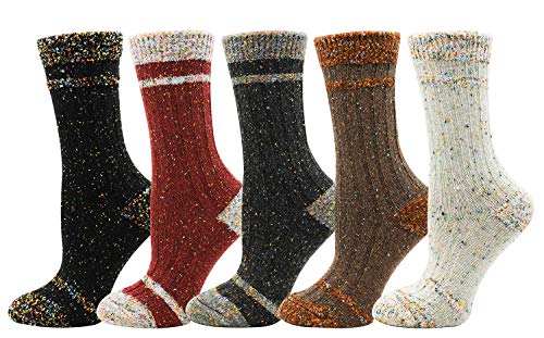 Bienvenu Lady's 5 Pairs Thick Winter Outdoor Socks Home Daily Casual Socks, Knit Pattern 5