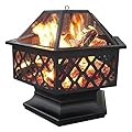 Yaheetech Fire Pit Fire Pits for Outside 24in Hex Shaped Firepit Bowl with Spark Screen & Poker for Patio Backyard Garden Picnic Bonfire Camping