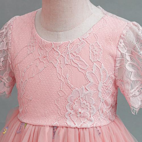 Nileafes Flower Girls Lace Pageant Dress Toddler Girl Tulle Sleeveless Wedding Party Princess Ball Gown4