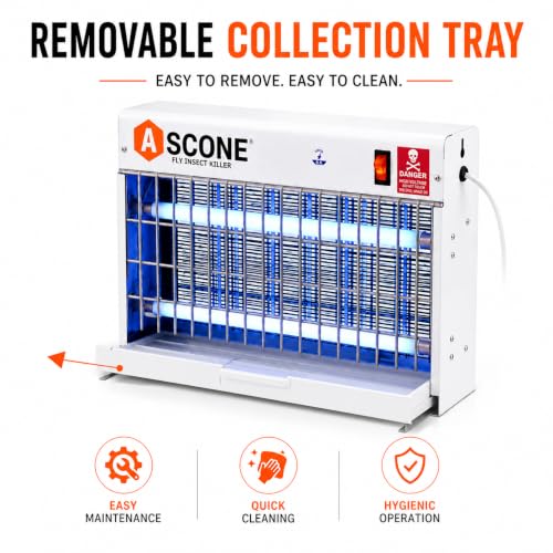 Image of Ascone Flying Insect Killer Machine with 2 UV Tubes | Silent & Chemical-Free Fly Control for Home, Restaurants, Hotels & Offices - White