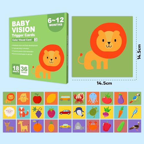Image of Lefan New Born Baby Essentials High Contrast Black and White Vision Flash Cards 18 Cards 36 Pages Ideal Toys for 6 to 12 Months for 0 to 18 Month Babies Books (Baby Vision Cards 6-12)