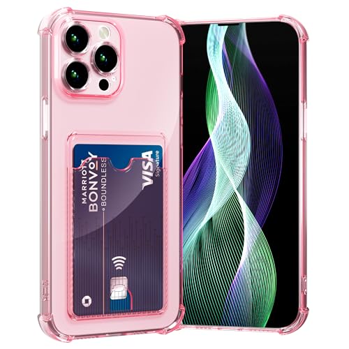 Image of AKABEILA Case for iPhone 15 Pro Max Protective Case with Card Slot Transparent Silicone TPU Mobile Phone Case Thin Soft Shockproof Flexible Mobile Phone Bag Bumper Wallet Case Cover