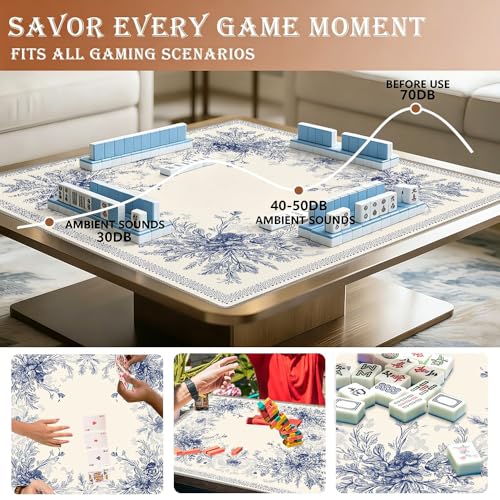 Mantel para Mahjong 33x33 pulgadas antideslizante con bolsa miniatura 4