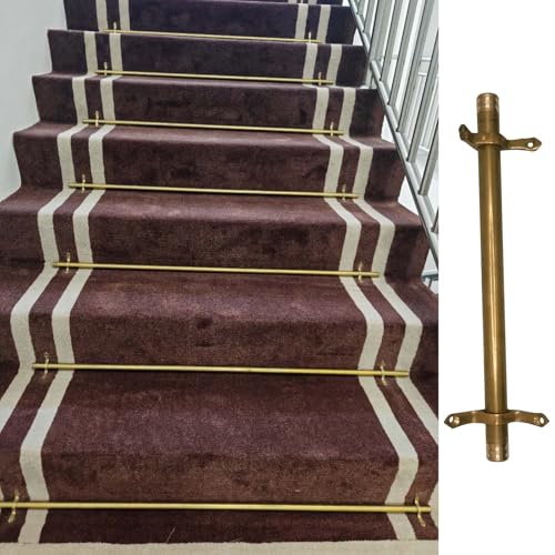 Golden - Barras de escalera para alfombras, juego de 10, 12, 13, 15 y 16 varillas tubulares minimalistas con herrajes para fijación de alfombras (14 piezas, 66 cm)