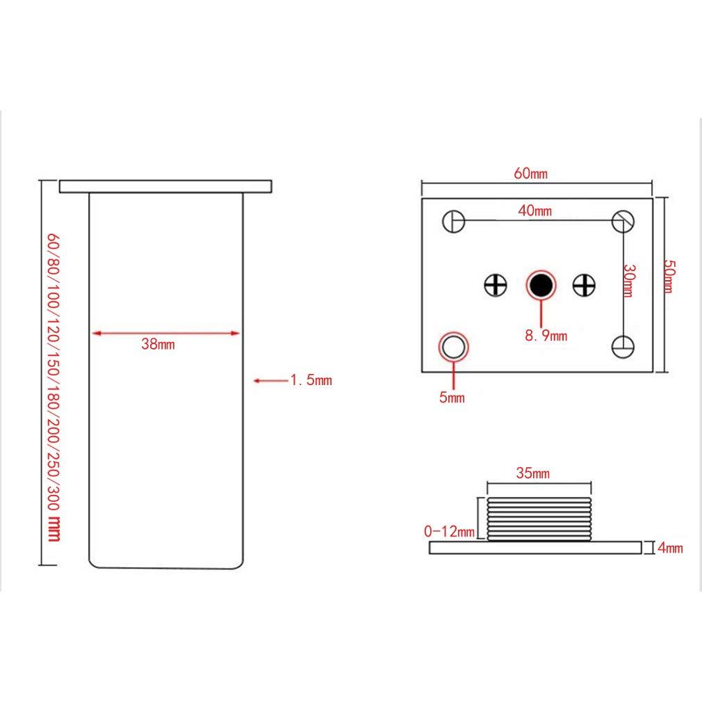Patas de aluminio ajustables para muebles, paquete de 4 patas redondas que mejoran la altura para sofás, camas, armarios de TV y muebles de baño, patas de soporte de metal resistentes para decoración