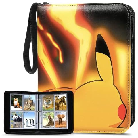 Trading Card Binder with Sleeves, 520 Cards Zipper Binder Card Holder Collectors, Album Folder Carrying Case with 65 Premium 4-Pocket Sheets Cover