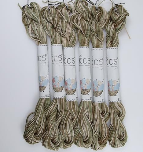 Image of KCS Big skeins of 25 Meters Size 25 Color Variegated Cross Stitch Stranded Threads,6 skeins,4145