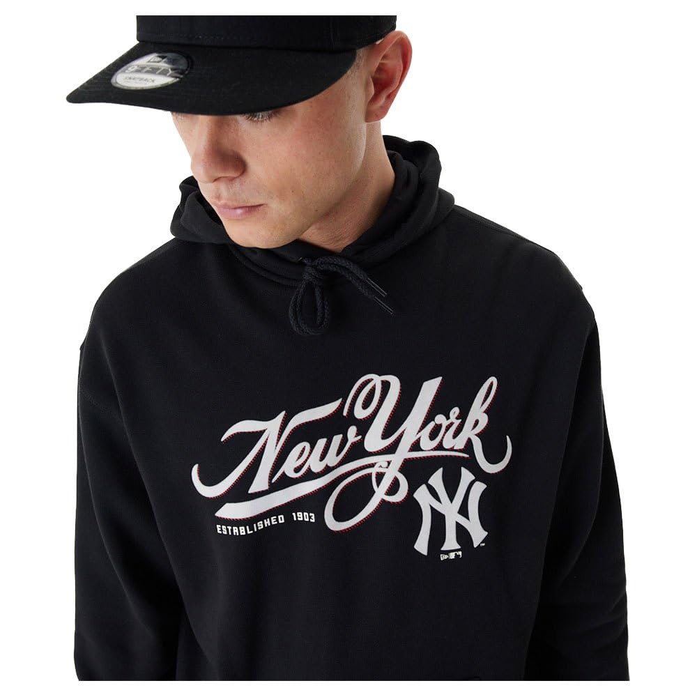 New Era MLB Retro Grphc Os Hoody Neyyan Blkwhi New York Yankees Sudadera con Capucha Hombre (Pack de 1)