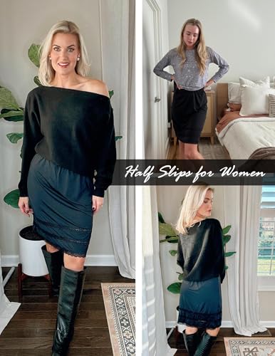 Image of Avidlove Half Slips for Women Underskirt Dress Extender Lace Trim Knee Length Short Skirt