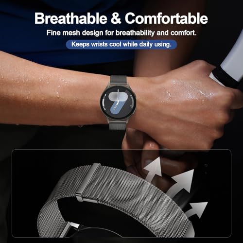 Image of Magnetic 20mm Stainless Steel Mesh Strap Compatible with Samsung Galaxy Watch 7 /6 /5 /4 /FE 40mm 44mm Milanese Bands Compatible with Huawei GT3 42mm /Vivoactive 6 /5 /3,forerunner 165,Venu 2 Plus