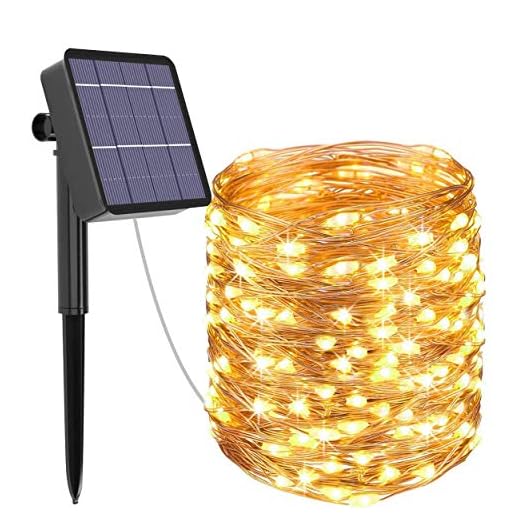 Guirnalda Luces Exterior Solar, Kolpop Cadena de Luces 26 Metros 240 LED, 8 Modos de Luz, Decoración para Navidad, Fiestas, Bodas, Patio, Dormitorio Jardines, Festivales, etc (Blanco Cálido)