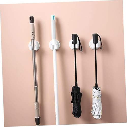 Miniatura 2 de Angoily Soporte para trapeador de escoba que ahorra espacio con abrazadera de pared con ventosa para un fácil acceso