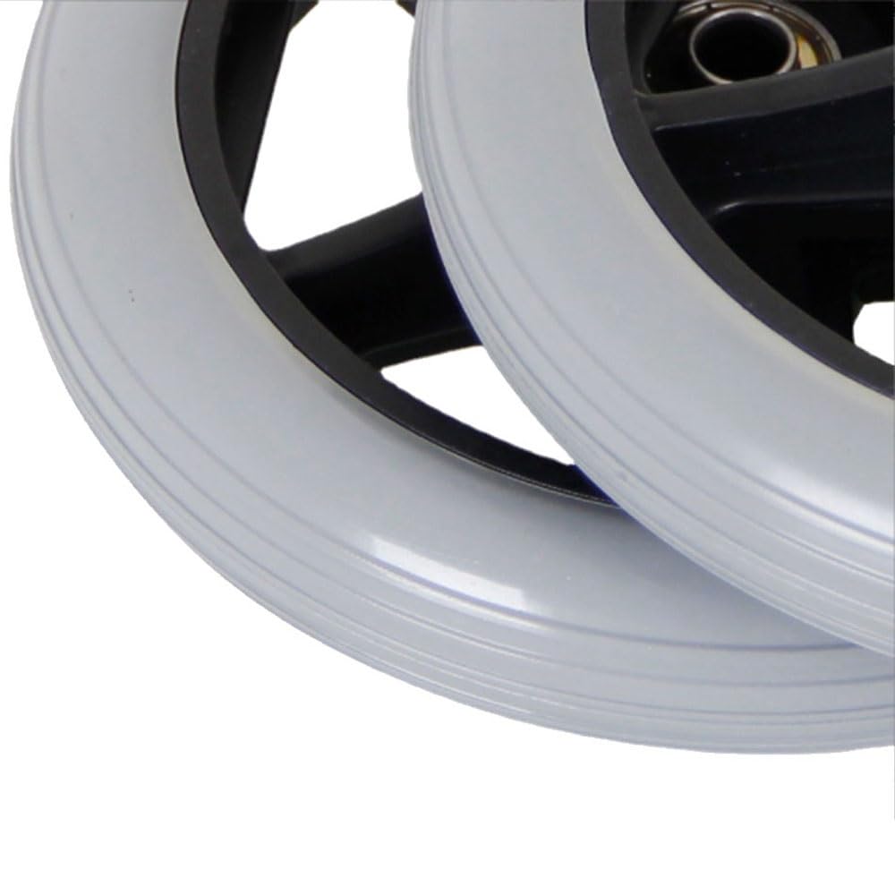 2 pz 6" 7" 8" Ruote Anteriori Ricambio Antiscivolo Pneumatico Solido Ruota del Carrello Antiscivolo Resistente all'Usura Accessori per Carrozzina Disabili(Gray,8in/19cm)