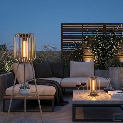 Northpoint ELBLIGHT LED Solar Stehleuchte 3in1 Gartenlampe Außenleuchte mit COB LED warmweiß Lichtsensor wetterfest IP44 Solarleuchte Terrasse Balkon Gartenbeleuchtung kabellos (Beige)