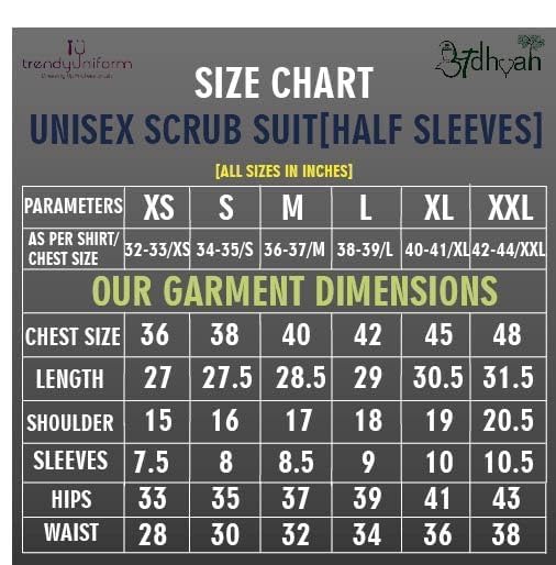 Image of TrendyUniform Unisex Regular Fit Polyester Cotton Scrub Suit for Componder| V-Neck Top and Drawstring Pant |Half Sleeves Hospital Uniform for Doctors, Nurses and Dentist, OT