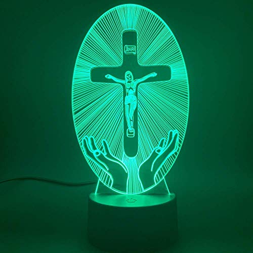 Jinnwell 3D Jesus God Night Light Lamp Illusion Led 7 Color Changing Touch Switch Table Desk Decoration Lamps Gift with…