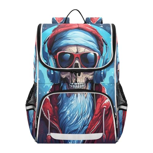 Sac à dos Noël musique DJ étudiant : grand sac haute capacité et bookbag pour filles garçons