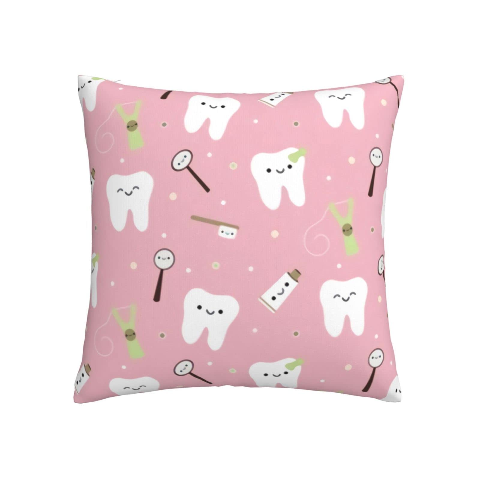 Yingd Toothpaste Dental Cloth Soft Linen Cushion Cover Pilowcase Invisible Zipper Sofa Bedroom Square Pillow Cover 45X45cm