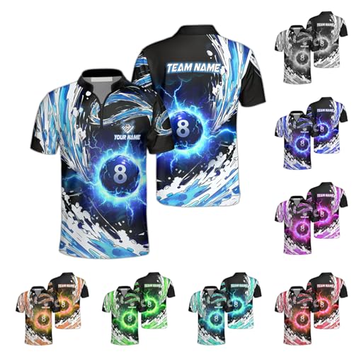 GABITA Personalized Billiard Shirts for Men Women Team, Custom Name Jersey for Billiards Players, 8 9 Ball Pool Jersey