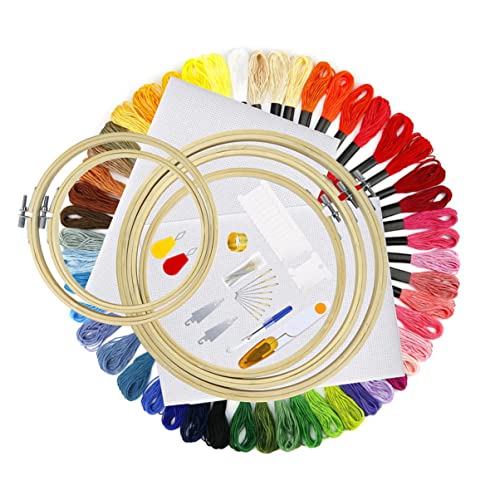 Kit de broderie point de croix STOBOK avec fils couleurs assorties et outils de peinture