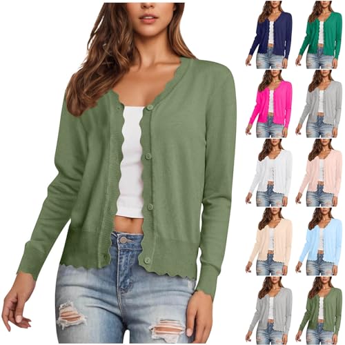 Women's Cardigan Sweater V Neck Lightweight Button Front Knit Tops - image 2